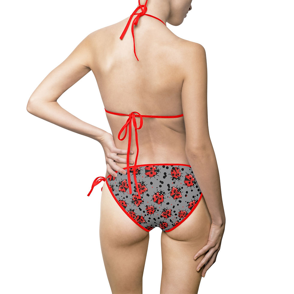 Thumbnail: Ladybug Print Bikini — Women’s Tie-Side Triangle Swimsuit