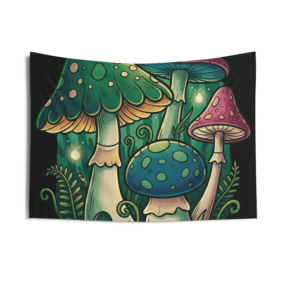 Thumbnail: Mushroom Grove Wall Tapestry – Whimsical Magical Forest Decor