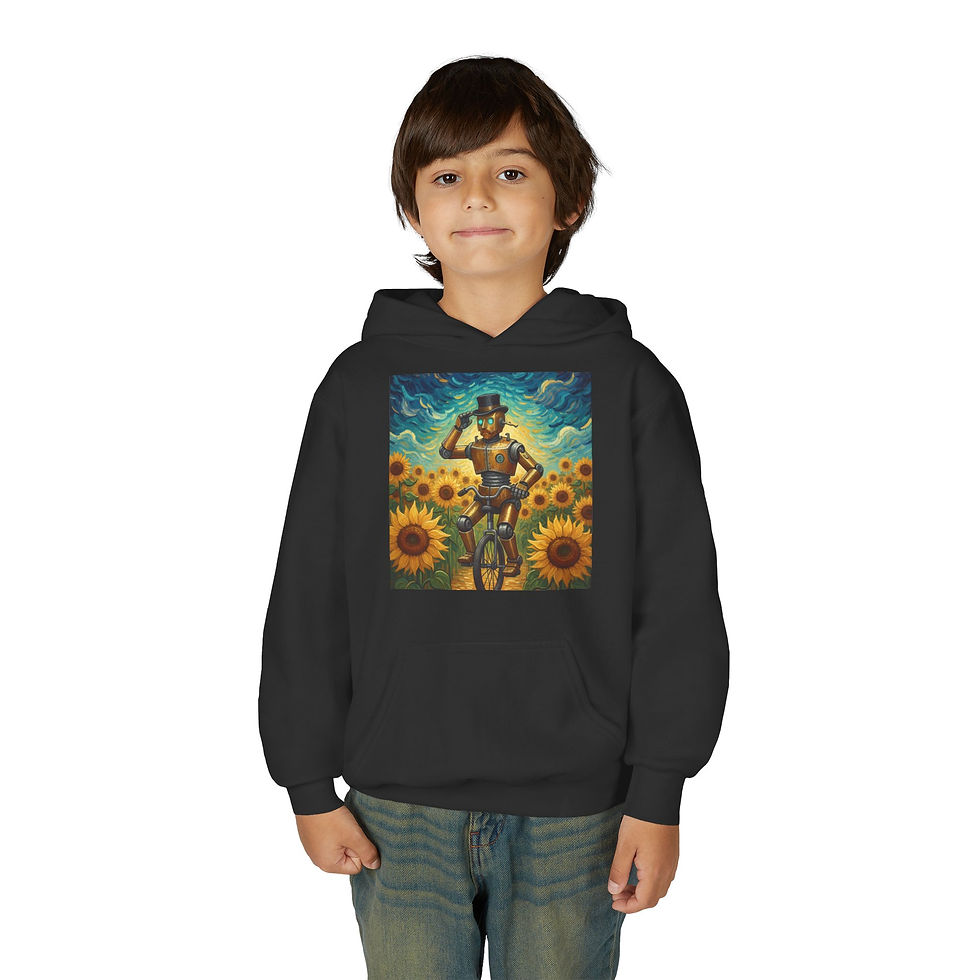 Thumbnail: Youth Hoodie — Sunflower Cyclist Graphic Pullover