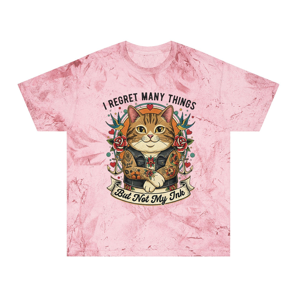 Thumbnail: I Regret Many Things Cat Tattoo T-Shirt — Vintage Tattoo Cat Graphic Tee
