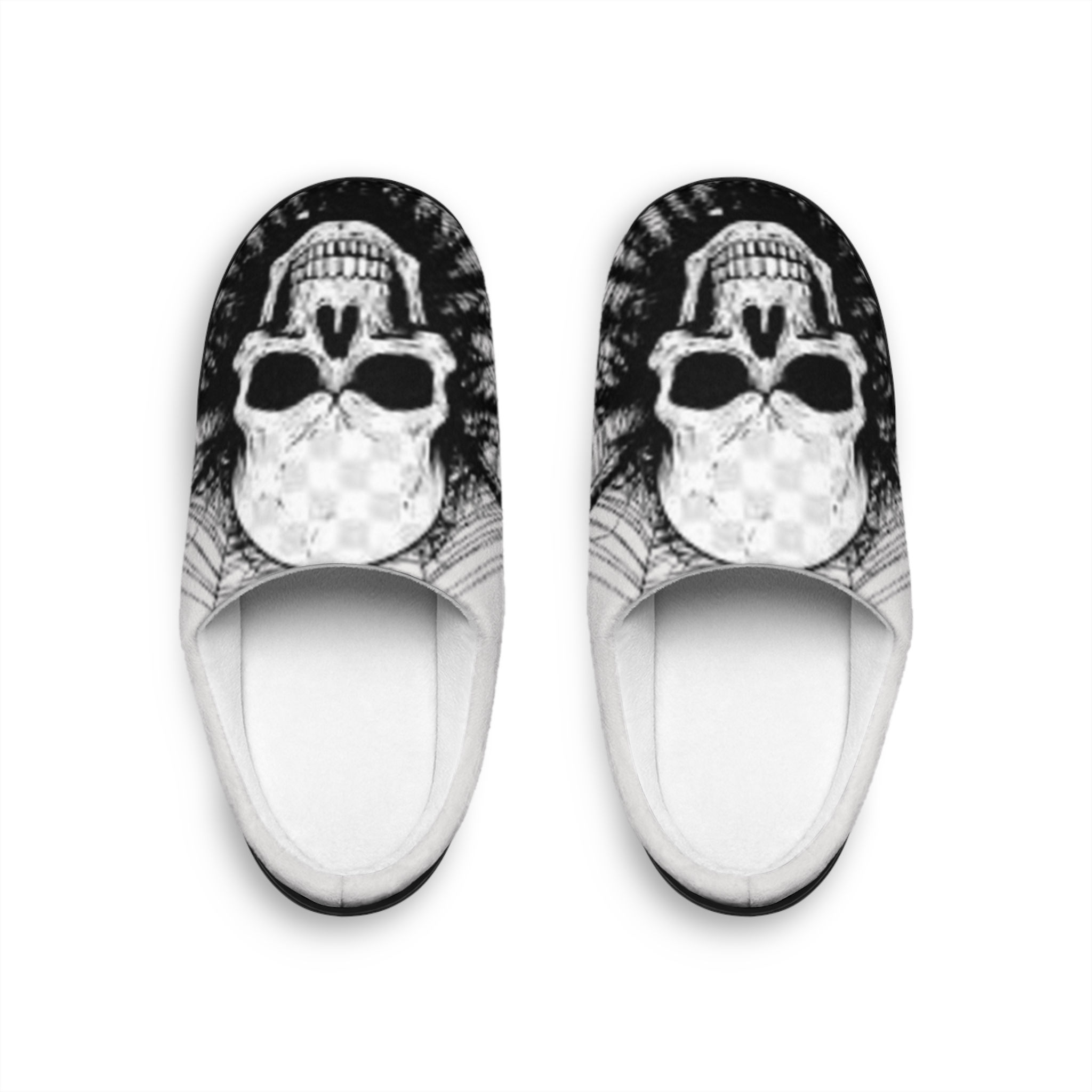 Skull Graphic Indoor Slippers — Men's Cozy Gothic House Shoes