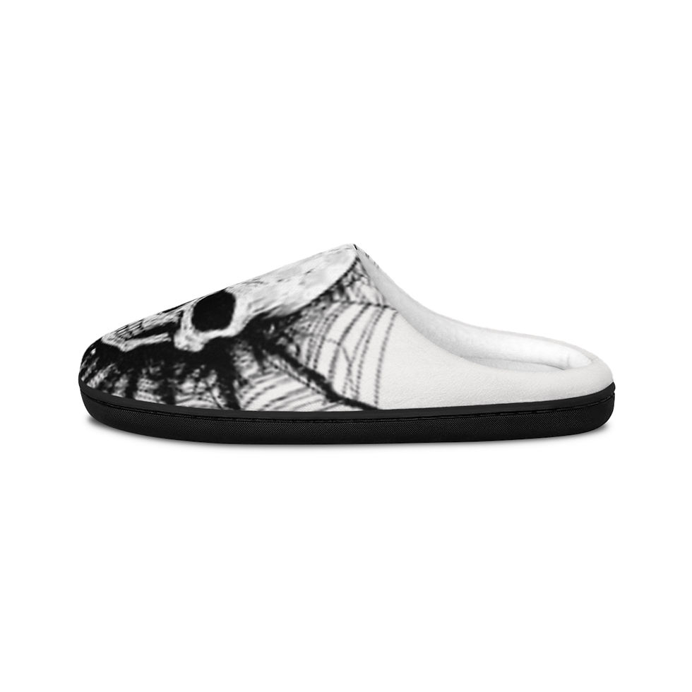 Thumbnail: Skull Graphic Indoor Slippers — Men's Cozy Gothic House Shoes