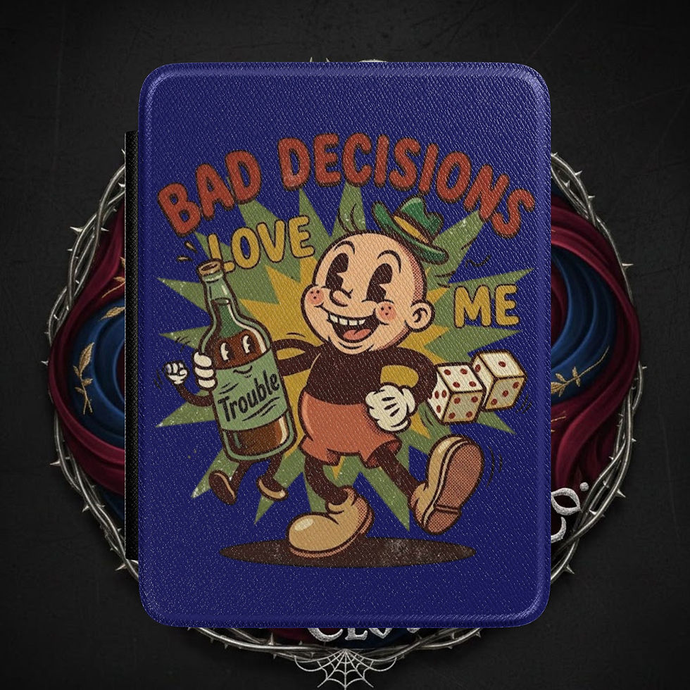 Thumbnail: Kindle Case — "Bad Decisions Love Me" Retro Cartoon Protective Cover