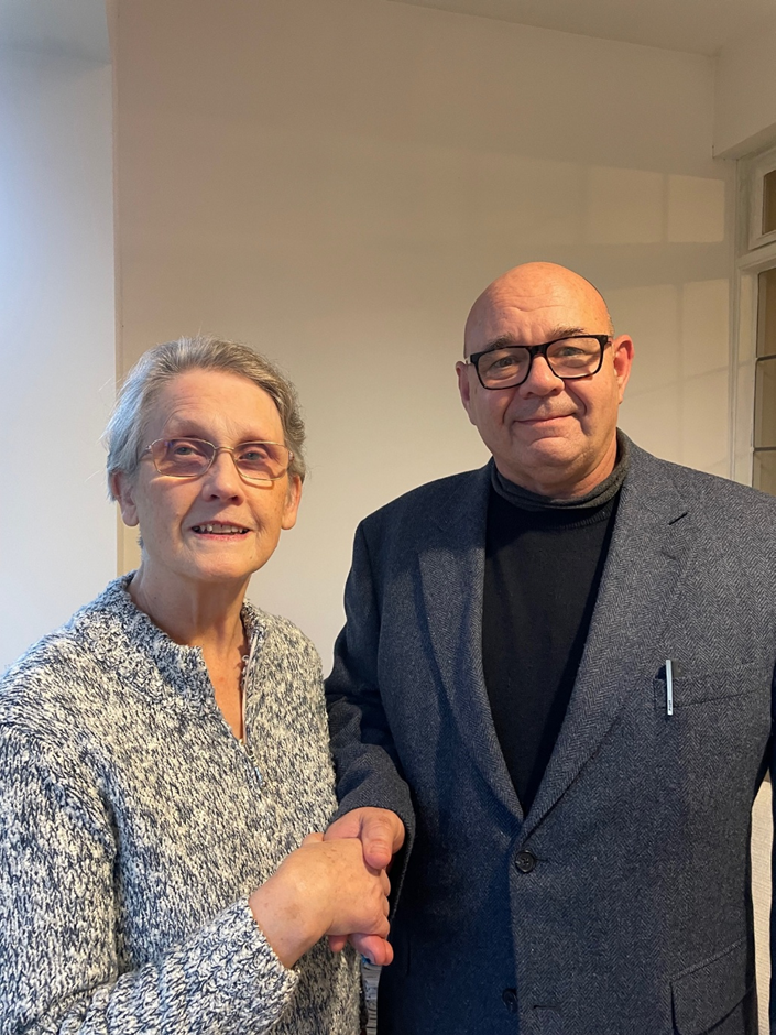Pictured are the past master of St Mary’s Lodge, Vince Howard, presenting the cheque for £500 to Fiona Horrock, herself a specialist trained teacher as well as committee member and workshop coordinator.