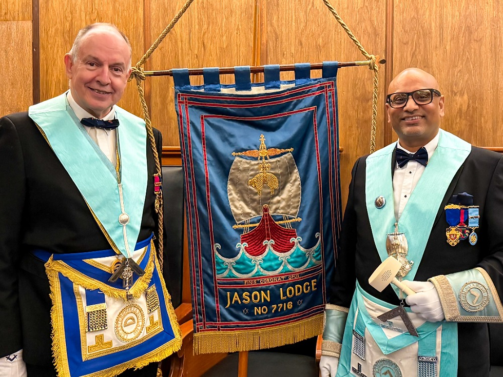 Bro. Simon Oldfield and newly installed Master Bro. Raj Solanki