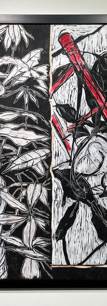 Large Scale woodcut by Singaporean artist and printmaker Zhang Fuming