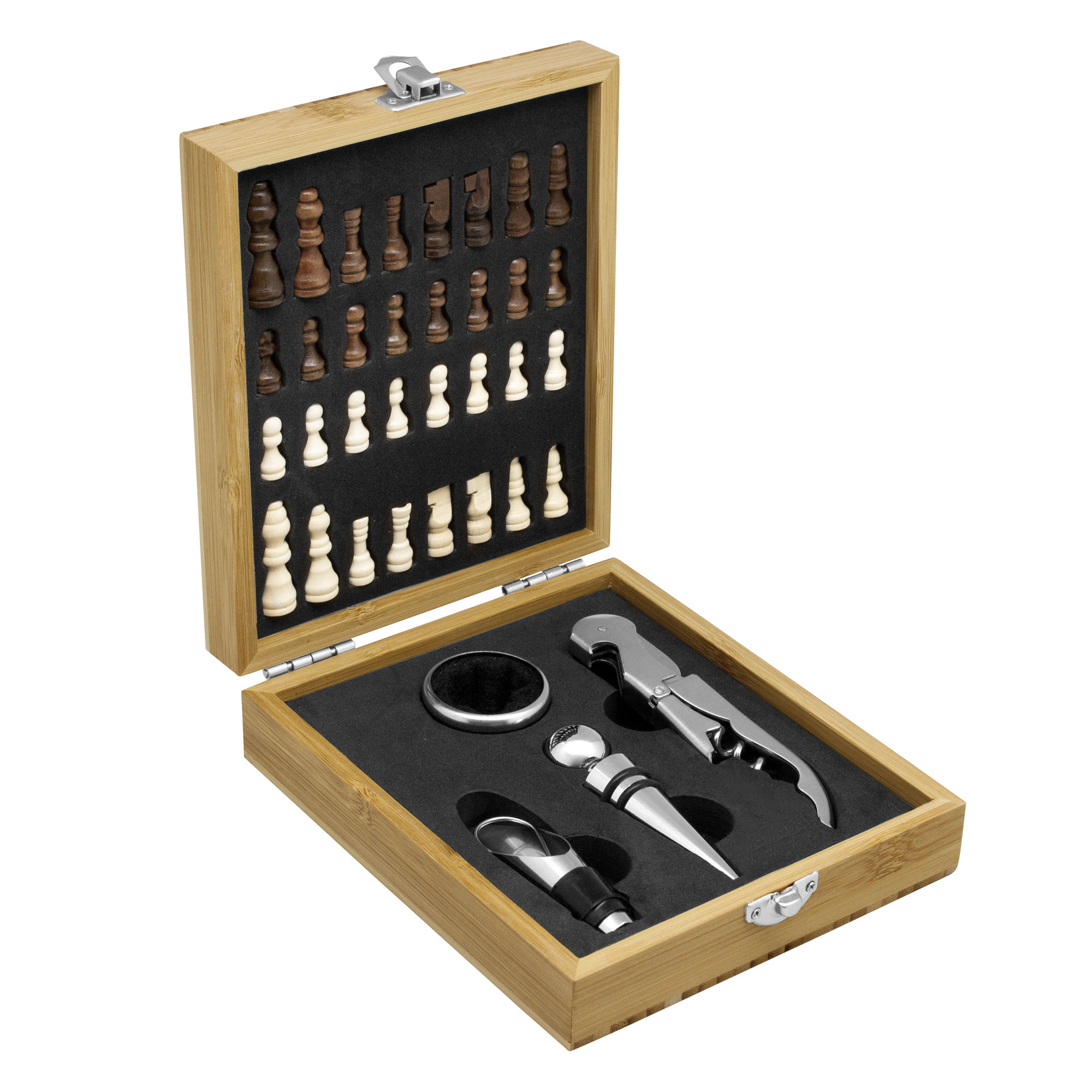 T667 Set de vino con juego de ajedrez