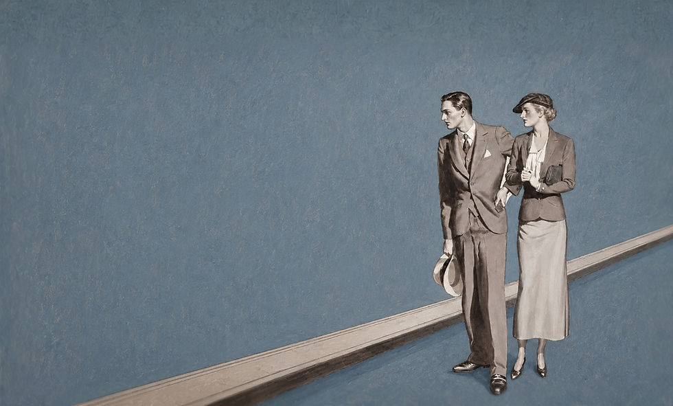 Vintage illustration of a well dressed couple, representing MJP Art Services in Houston