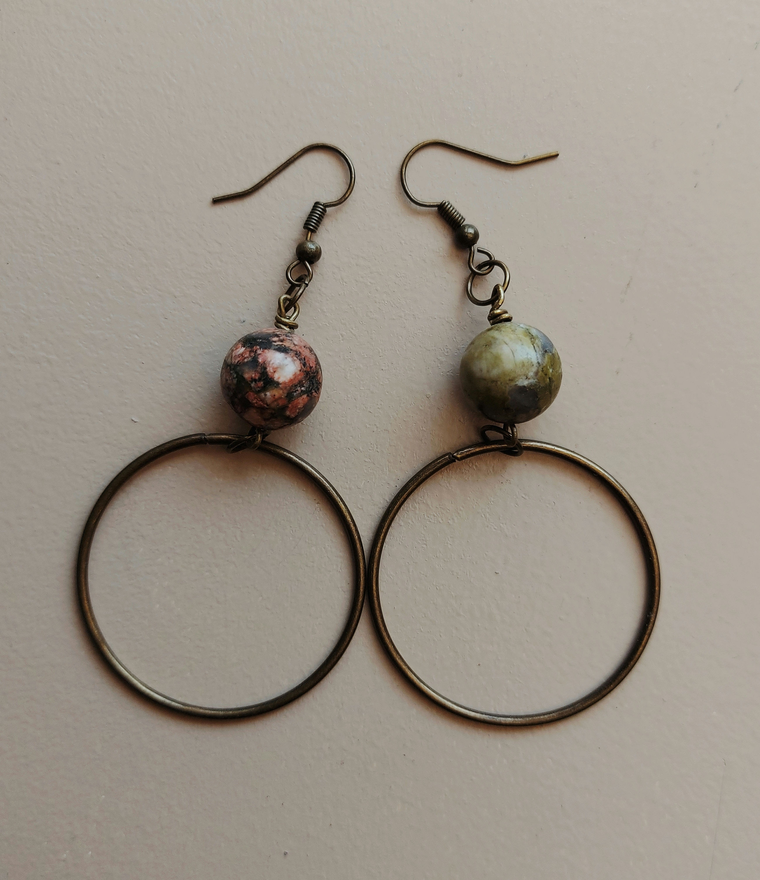 "Gaia" - Unikite + Brass Hoops