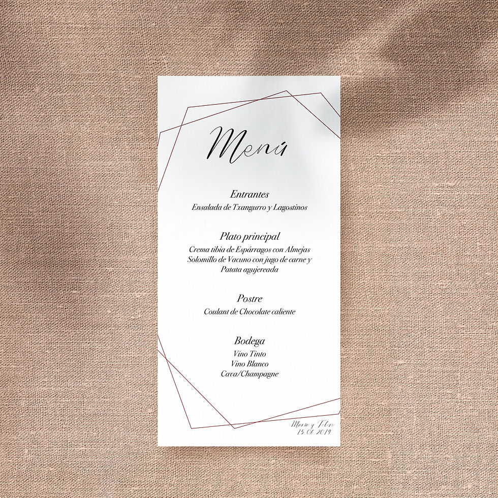 Minuta Example Menu MINUTA DE MENÚ | Une Folie Jolie