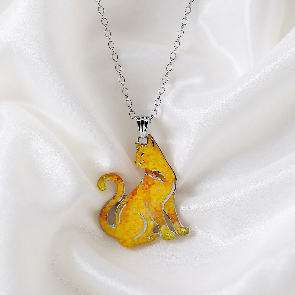 縮圖：Cremation Eternal Purrs Cat Pendant Gold Front View
