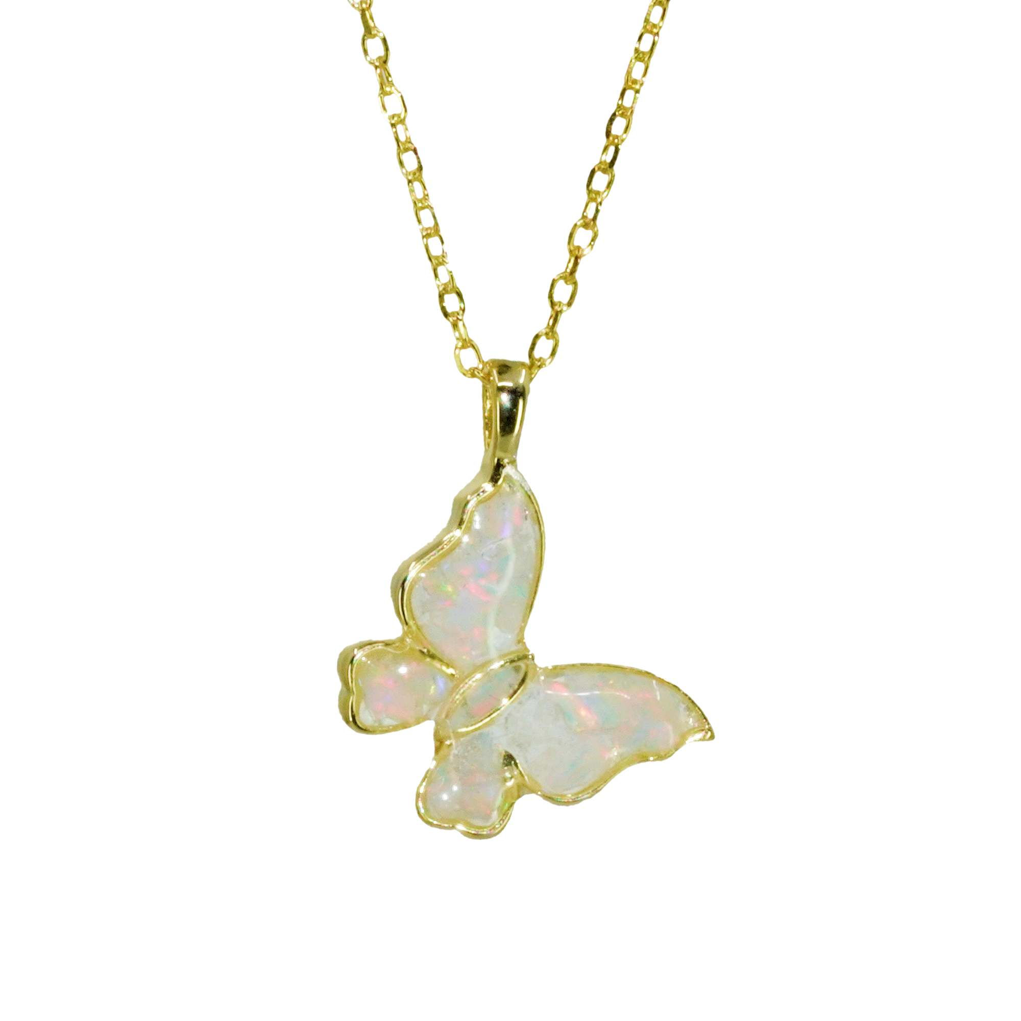 Cremation Mini Butterfly Pendant Gold Plated .960 Silver