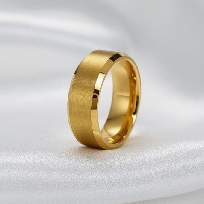 Men's 14K Tungsten Gold Plated Wedding Band