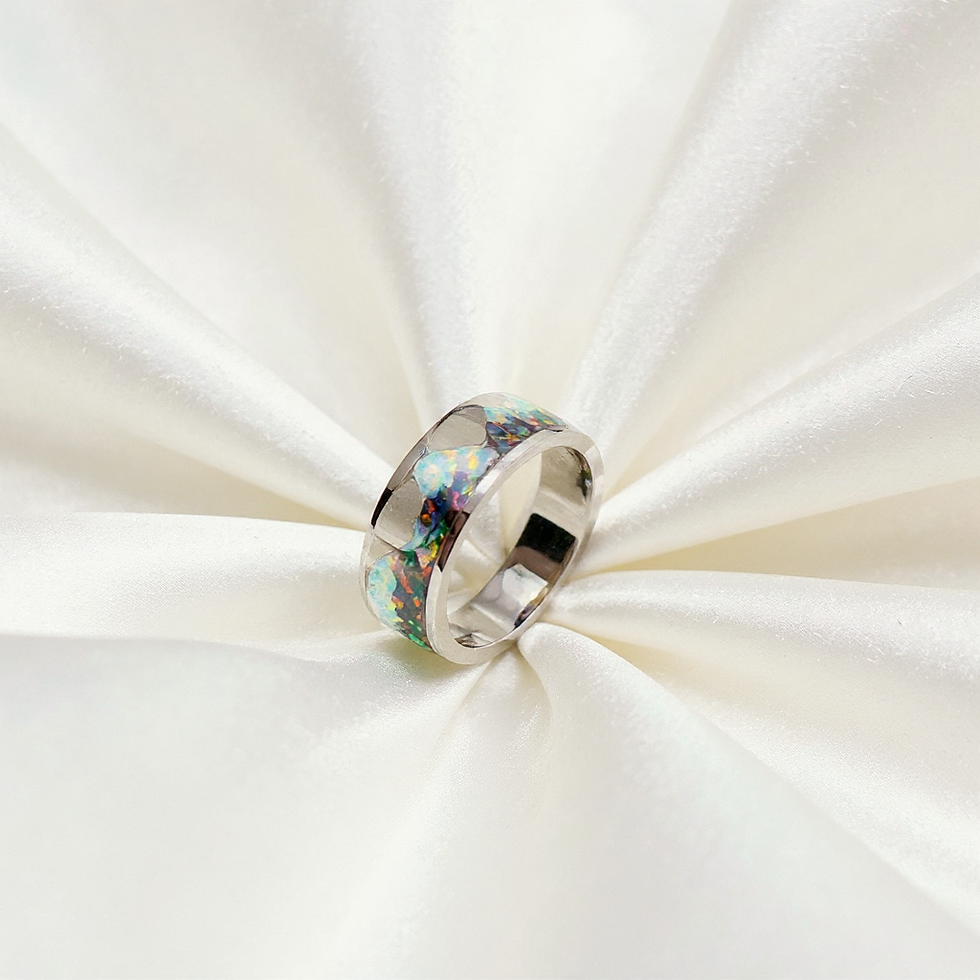 Cremation .960 Silver Rocky Mountain Opal Ring Side View