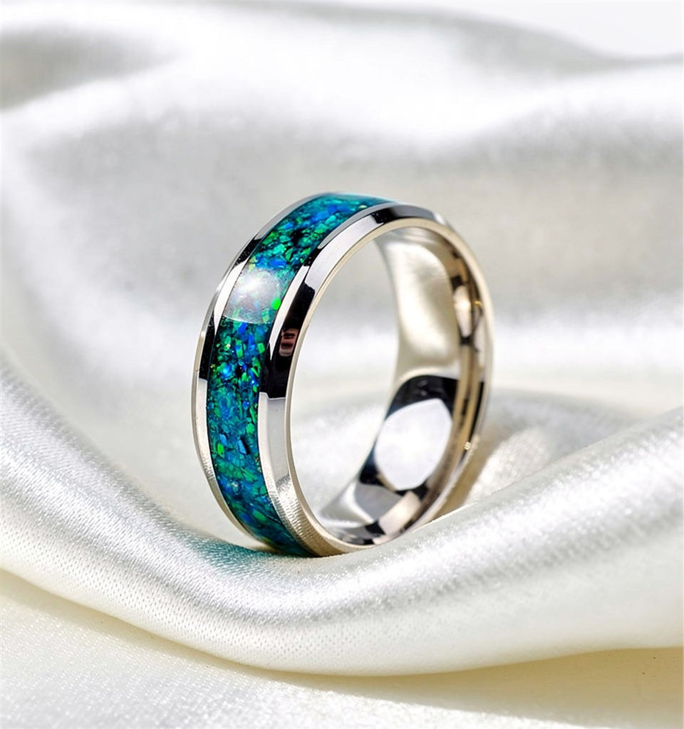 Cremation Jewelry - Ring - Marine Opal - OP 2