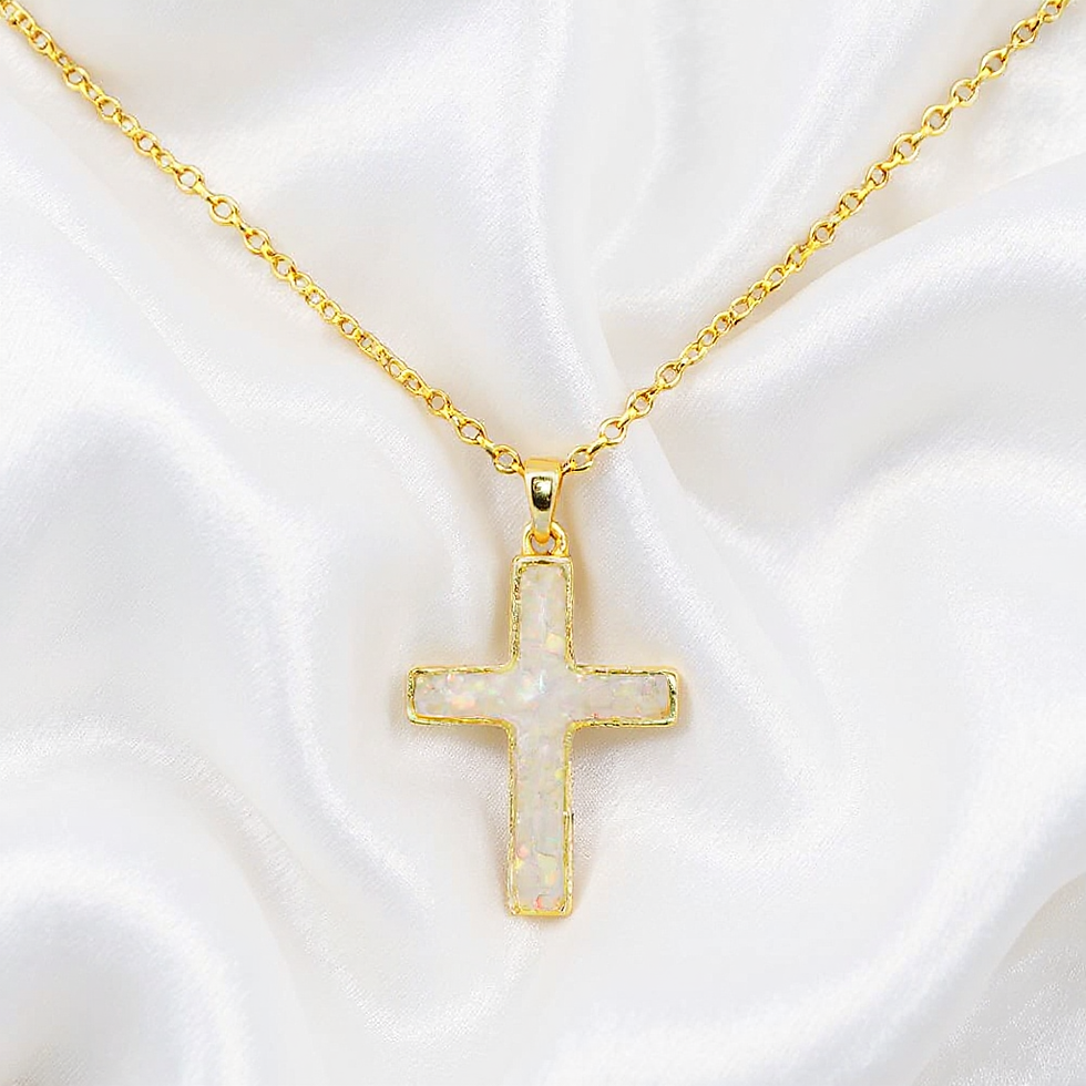 Cremation Dainty Cross Pendant Gold Front View