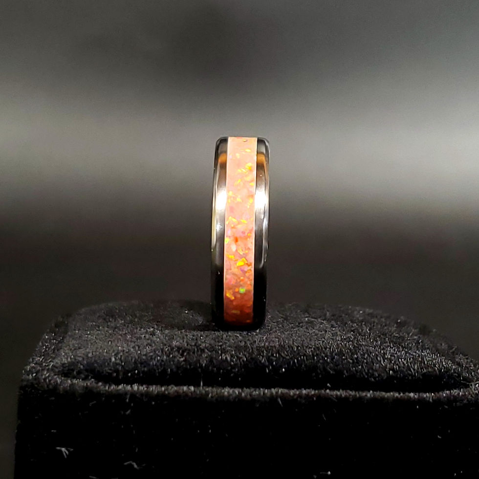 縮圖：Cremation Jewelry - Ring - Salmon Pink Opal - OP 24