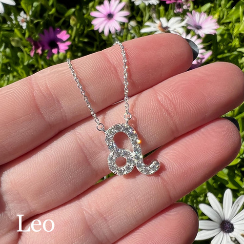 Zodiac Leo Silver Moissanite Diamond Necklace Cremation