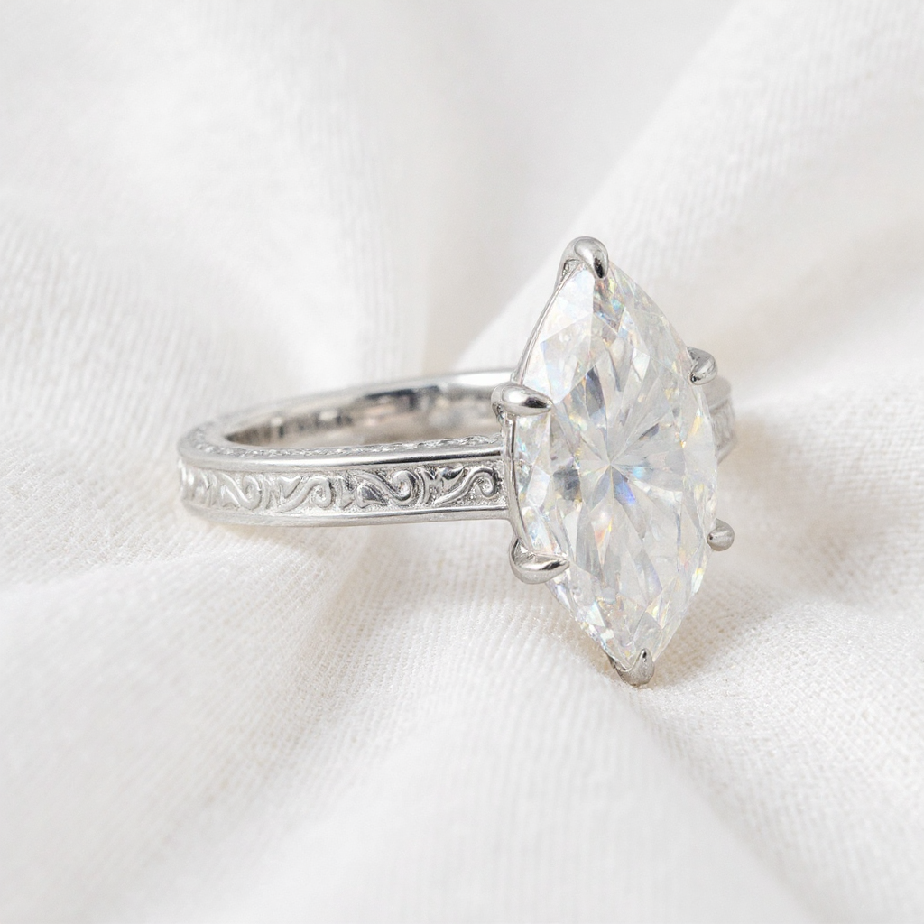 Cremation Lumea Moissanite Diamond Ring in solid silver