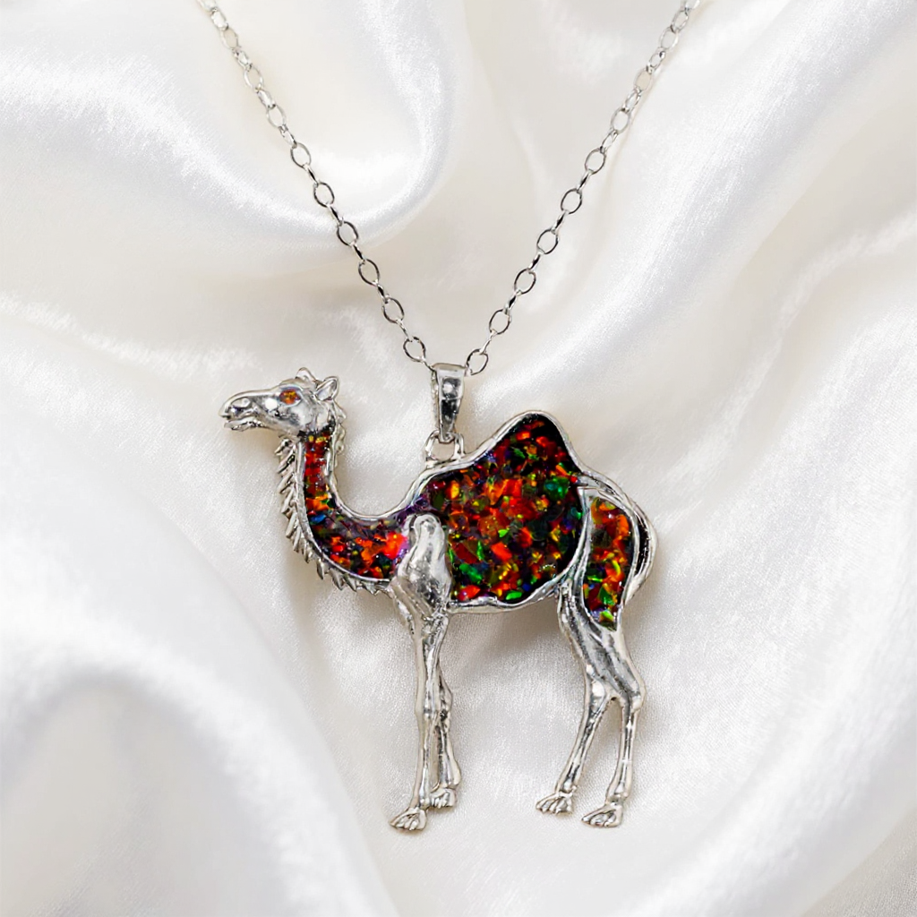 Cremation Arabian Camel Pendant .960 Silver Front View