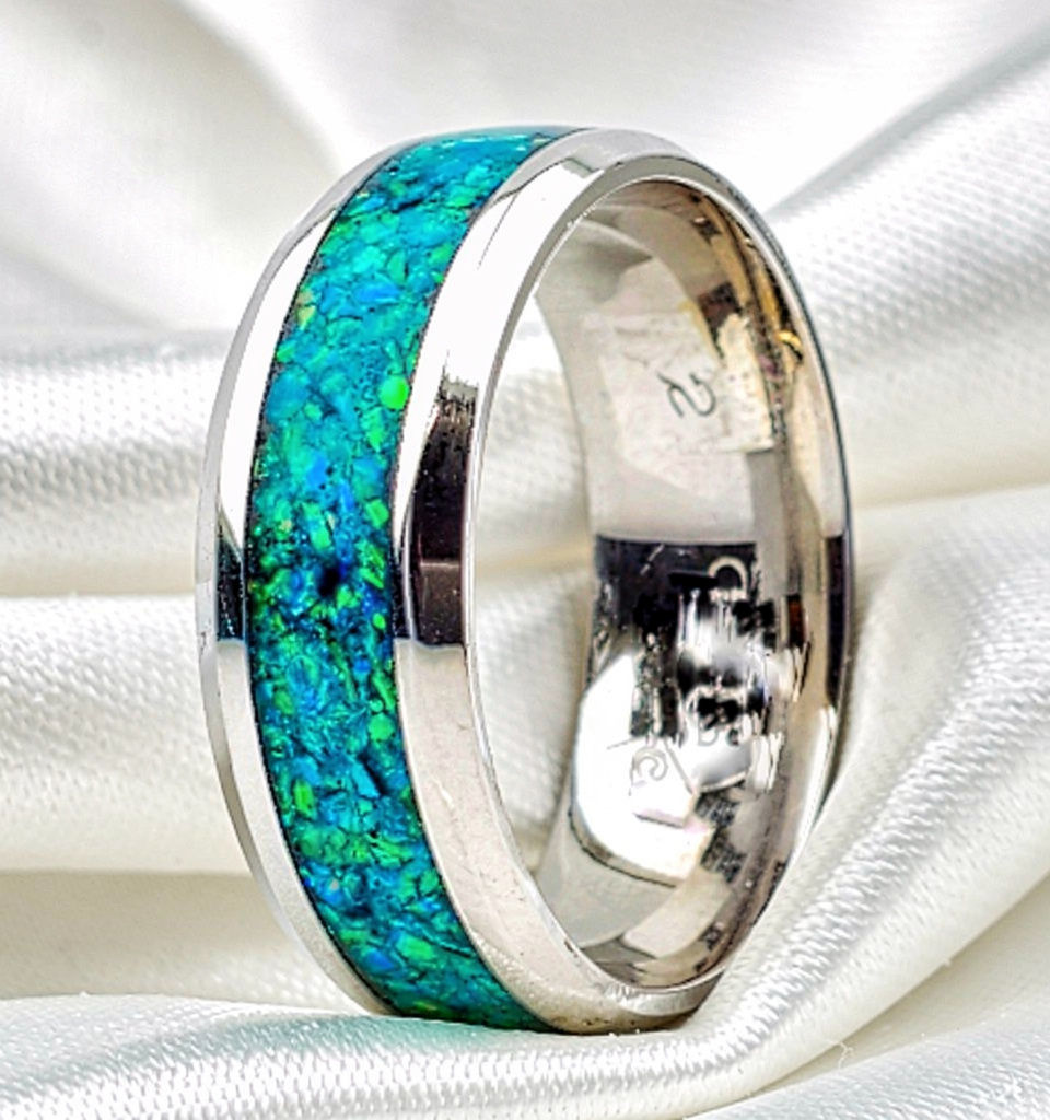 Cremation Jewelry - Ring - Marine Opal - OP 2