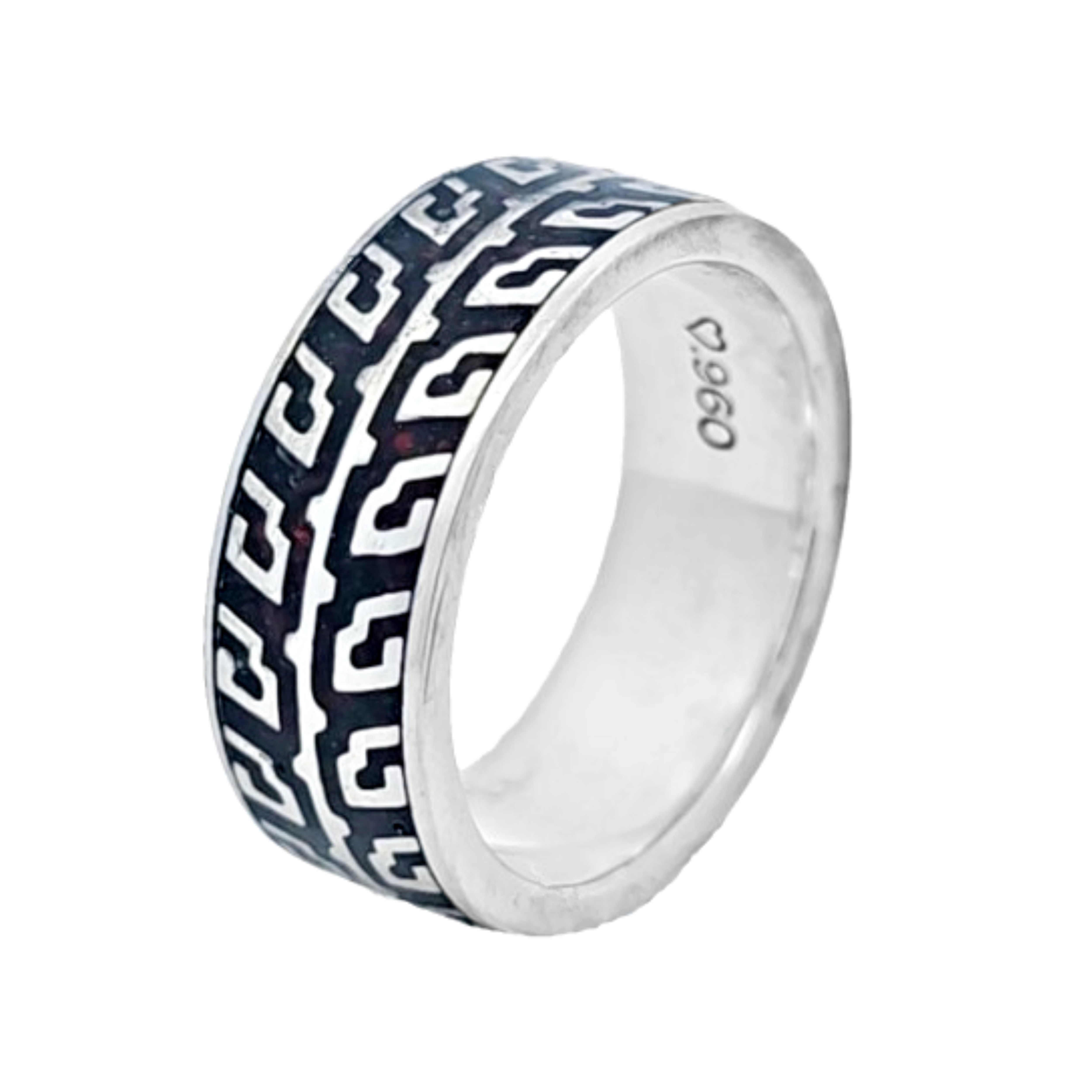 Cremation Tread Ring .960 Silver Front View