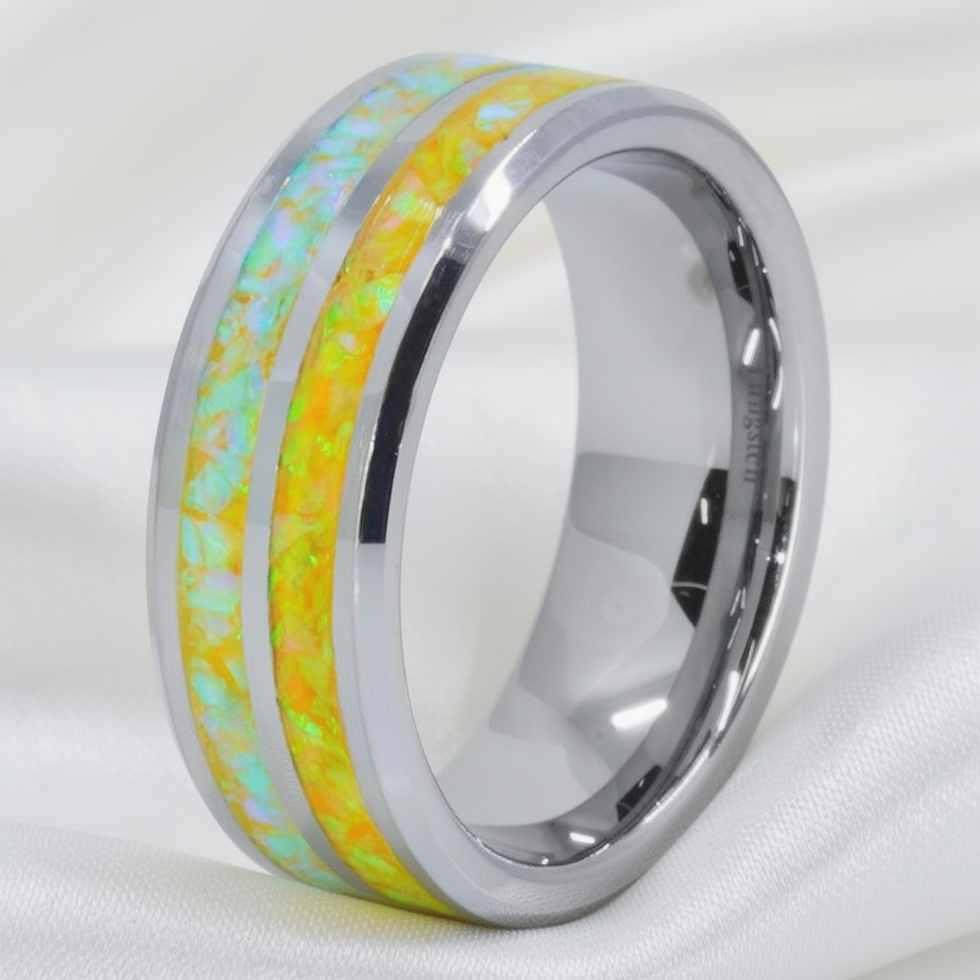 Cremation Double-Channel Tungsten Ring