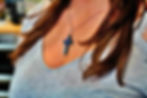 Thumbnail: Cremation Ceramic Opal Cross Pendant Side View On Neck