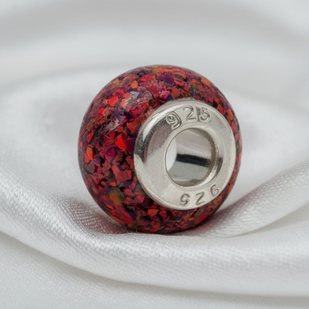 European Cremation Ash and Opal Bead OP15