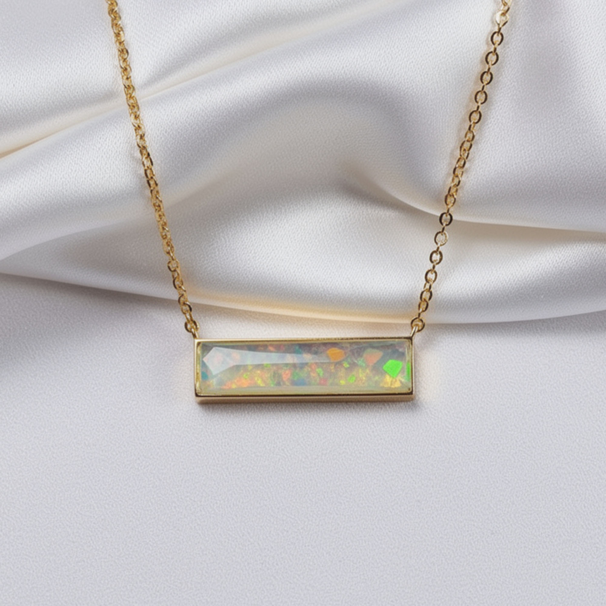 Cremation Haven Mini Bar Opal Pendant 18K Gold Plated