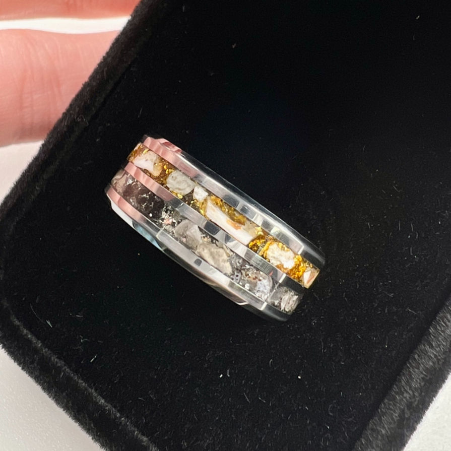 縮圖：Cremation Double-Channel Tungsten Ring