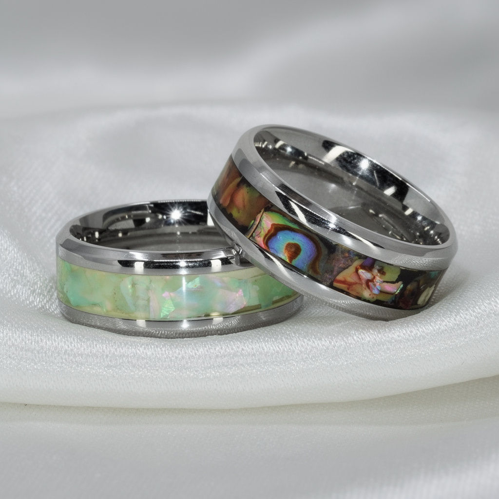 Cremation Mother of Pearl Abalone Ring