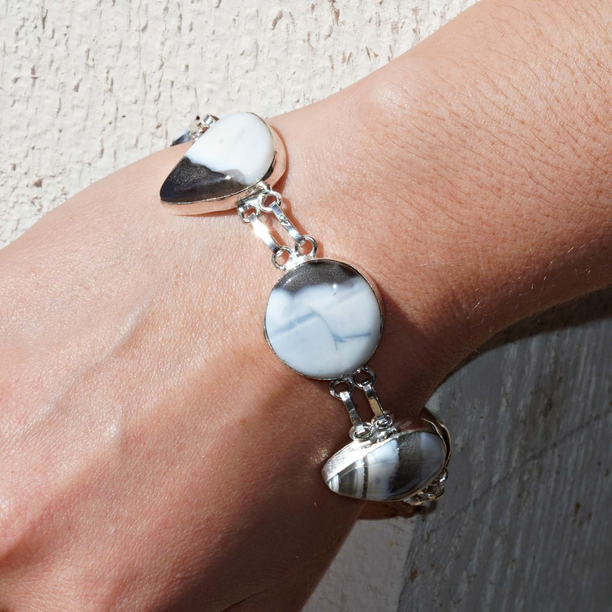 Handmade Owyhee Opal .925 Sterling Silver Bracelet