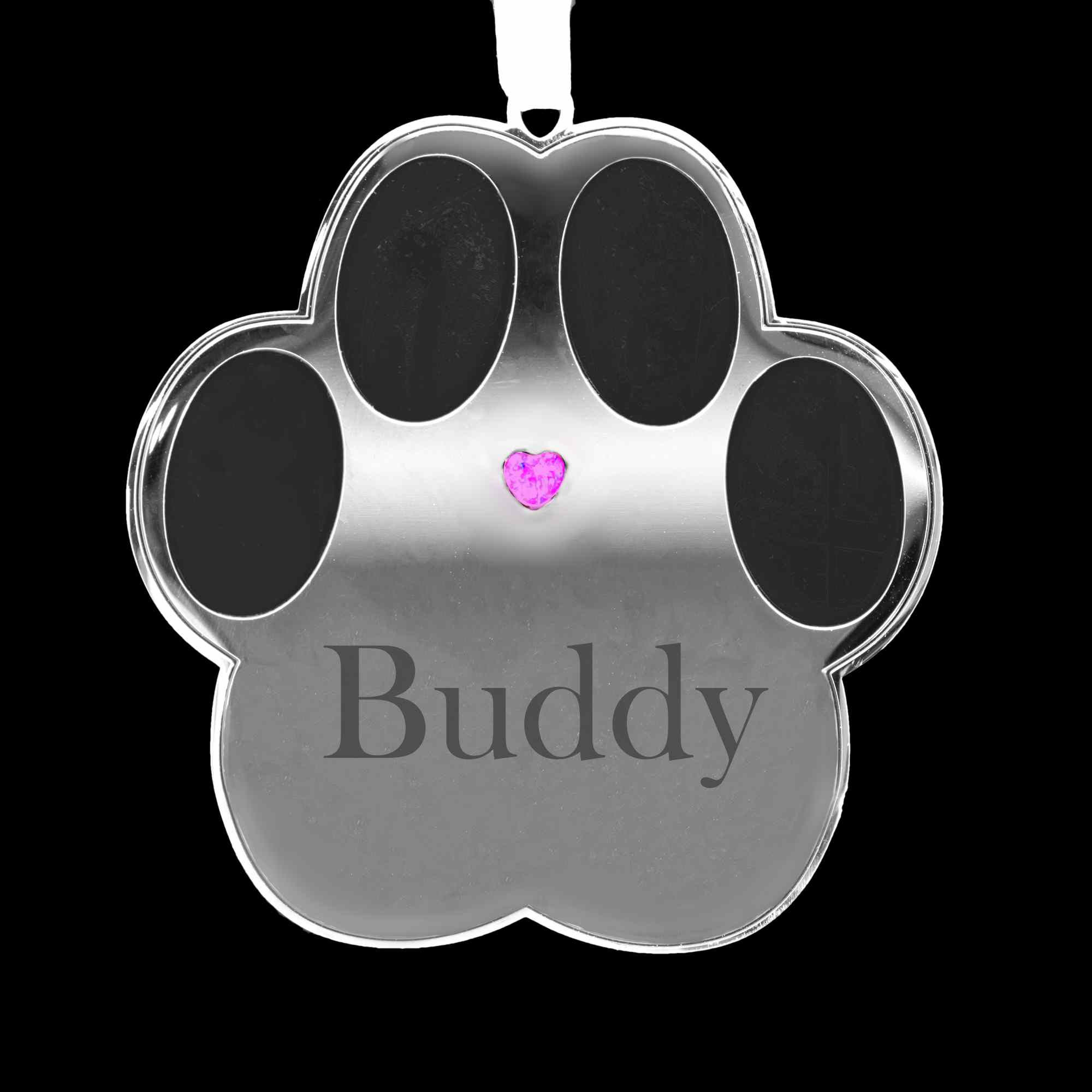 Cremation Christmas Ornaments Paw Print Front View