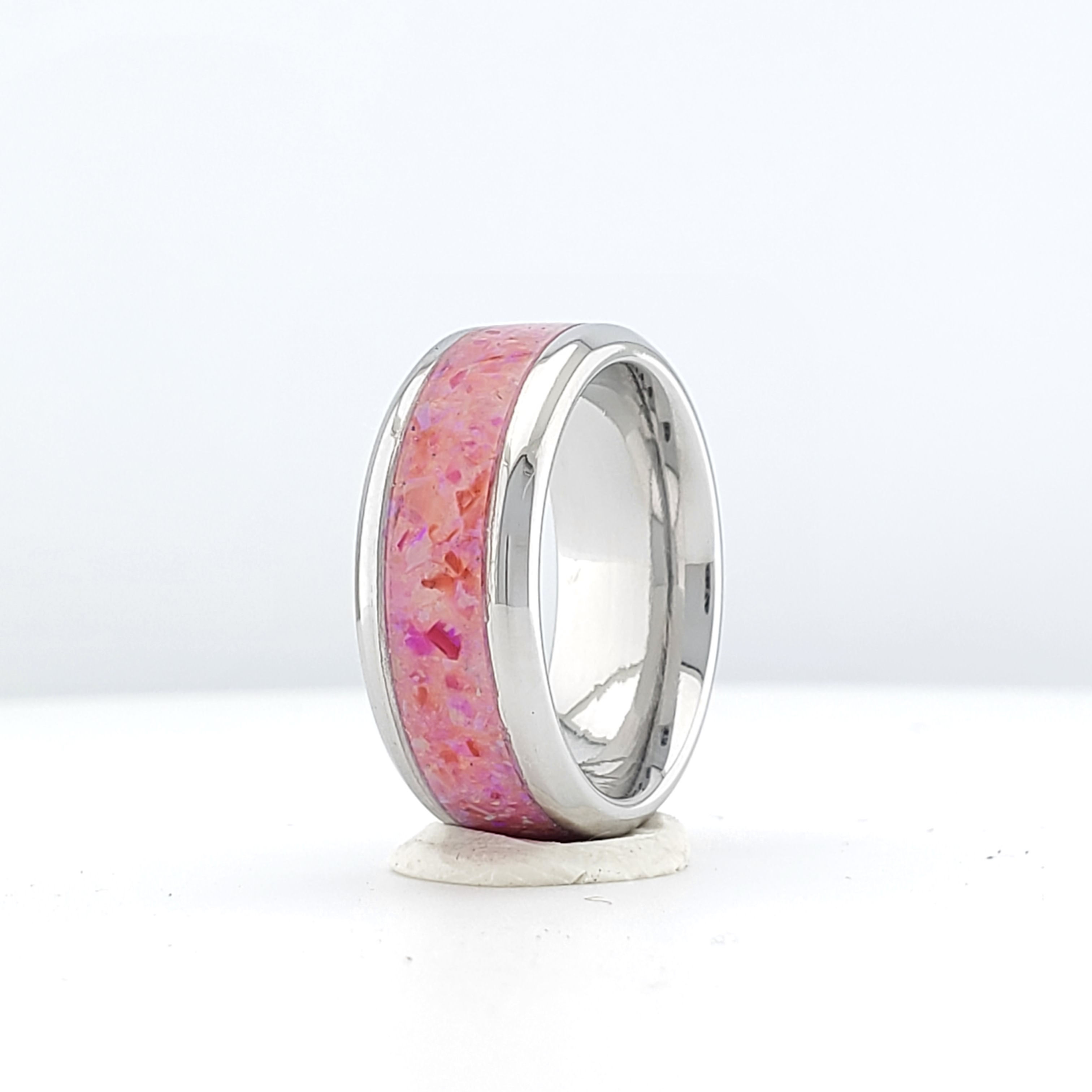 Cremation Jewelry - Ring - Mexican Pink Opal - OP 59