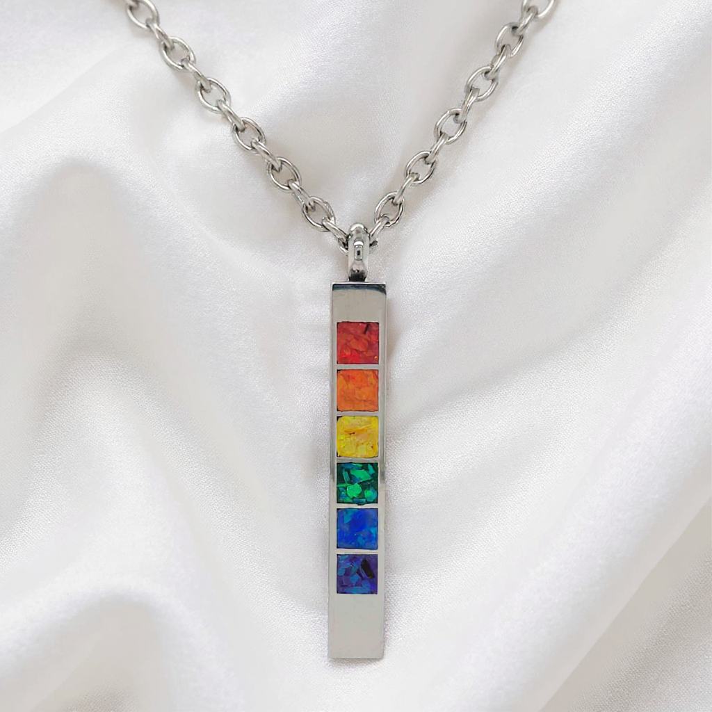 Cremation Tower Rainbow Urn Pendant Front View