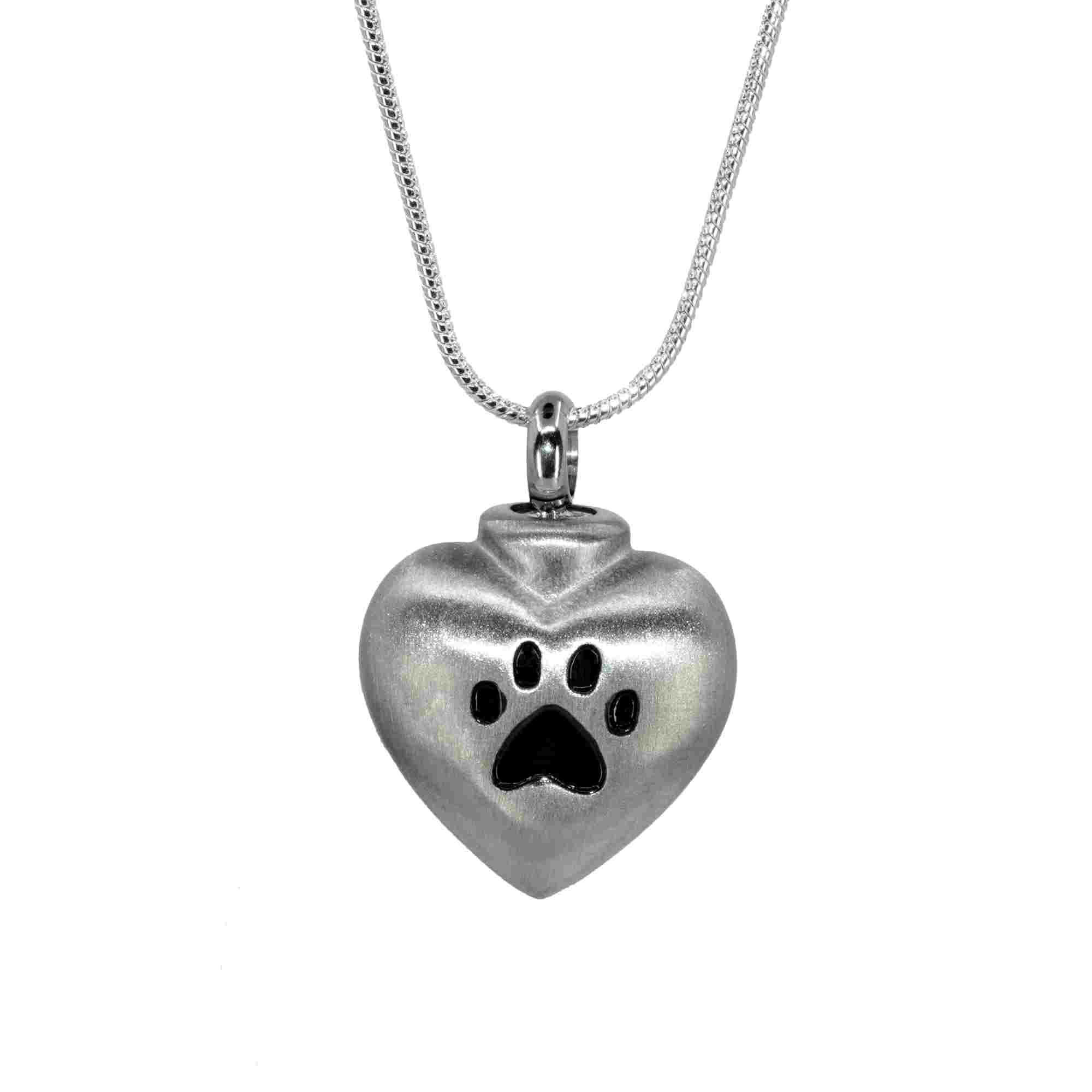Cremation Paw Print Heart Urn Pendant