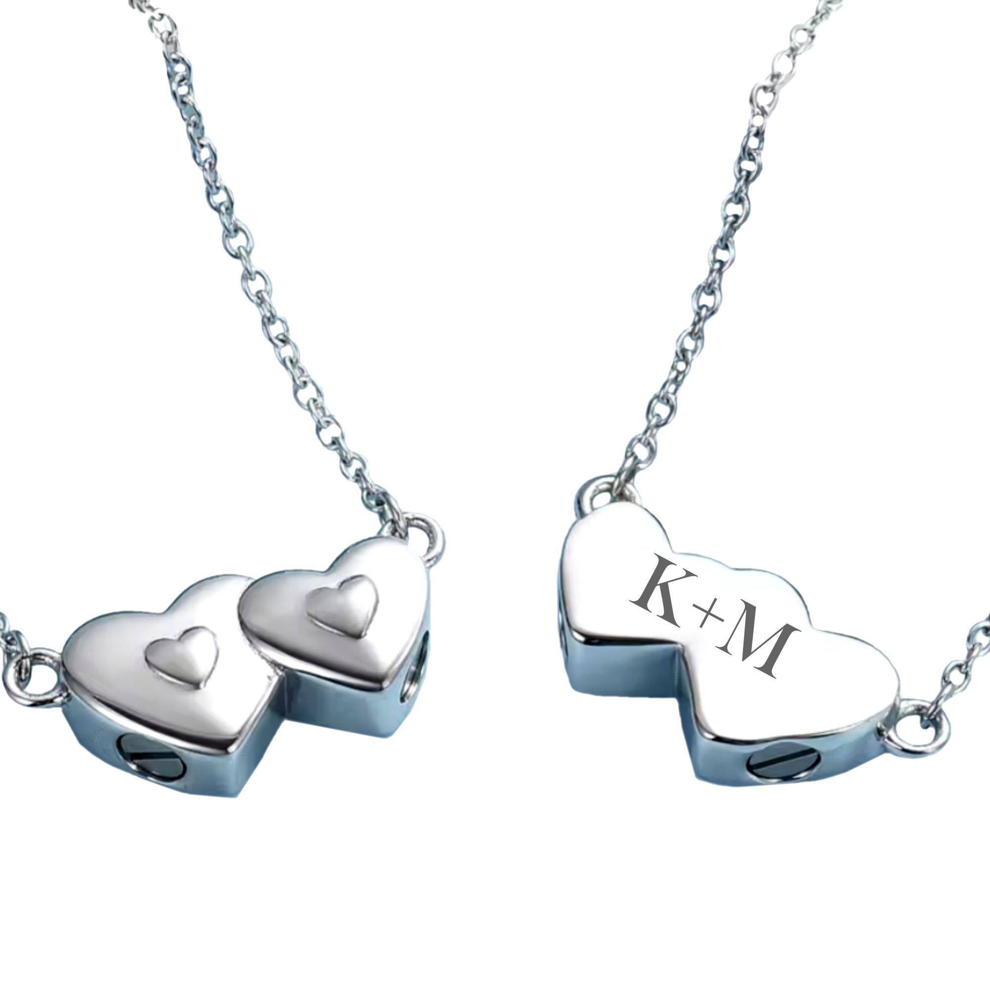Cremation Dual Love Urn Pendant Front View Engraving