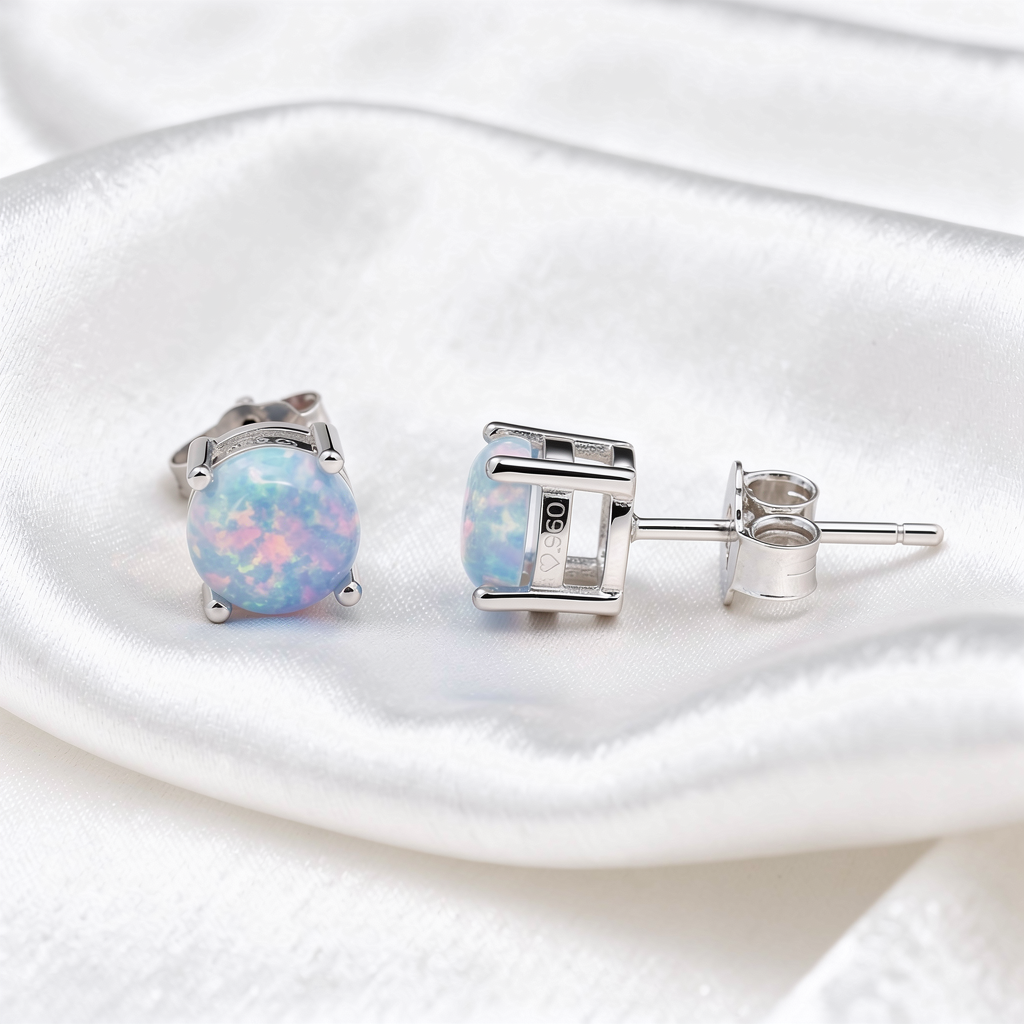 Cremation 6MM 4-Prong Earrings .960 Silver