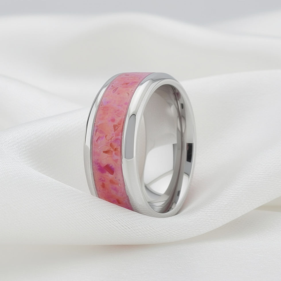 Cremation Jewelry - Ring - Mexican Pink Opal - OP 59