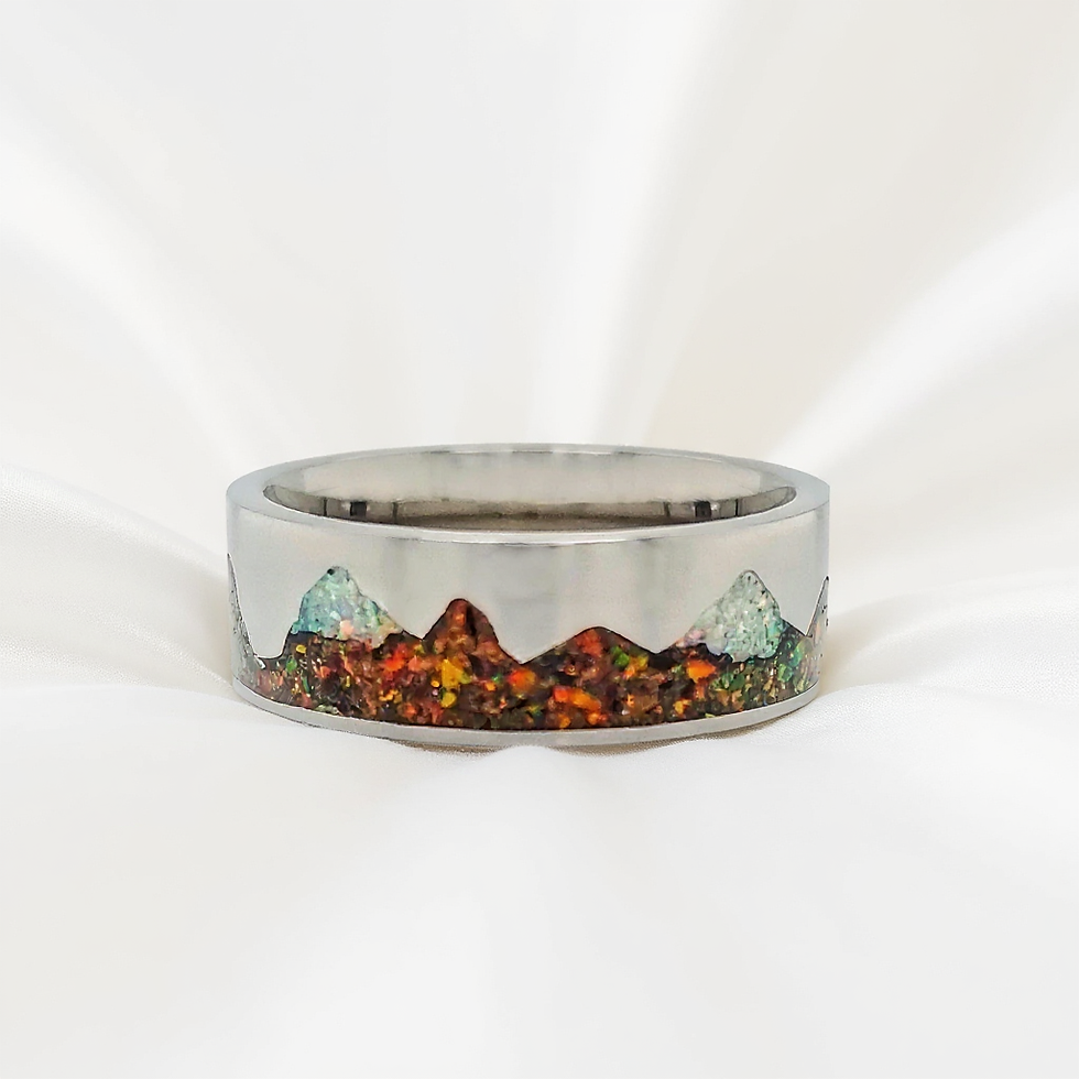 Cremation .960 Silver Rocky Mountain Opal Ring OP34 And OP17 Opal