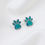 縮圖：Cremation "Paw-Blo" Paw-Print Studded Earrings .960 Silver Front View Silk Background