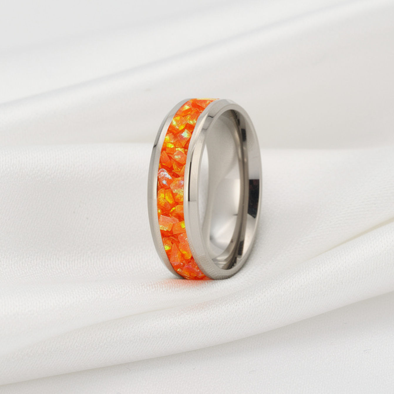 Cremation Jewelry - Ring - Multi Fire Opal - OP 37