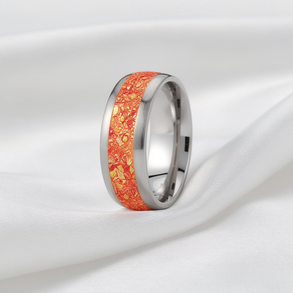 Cremation Jewelry - Ring - Sleepy Fire Opal - OP 47