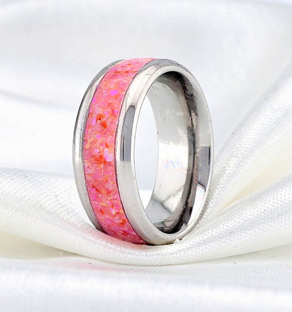 Cremation Jewelry - Ring - Carnation Pink Opal - OP 58