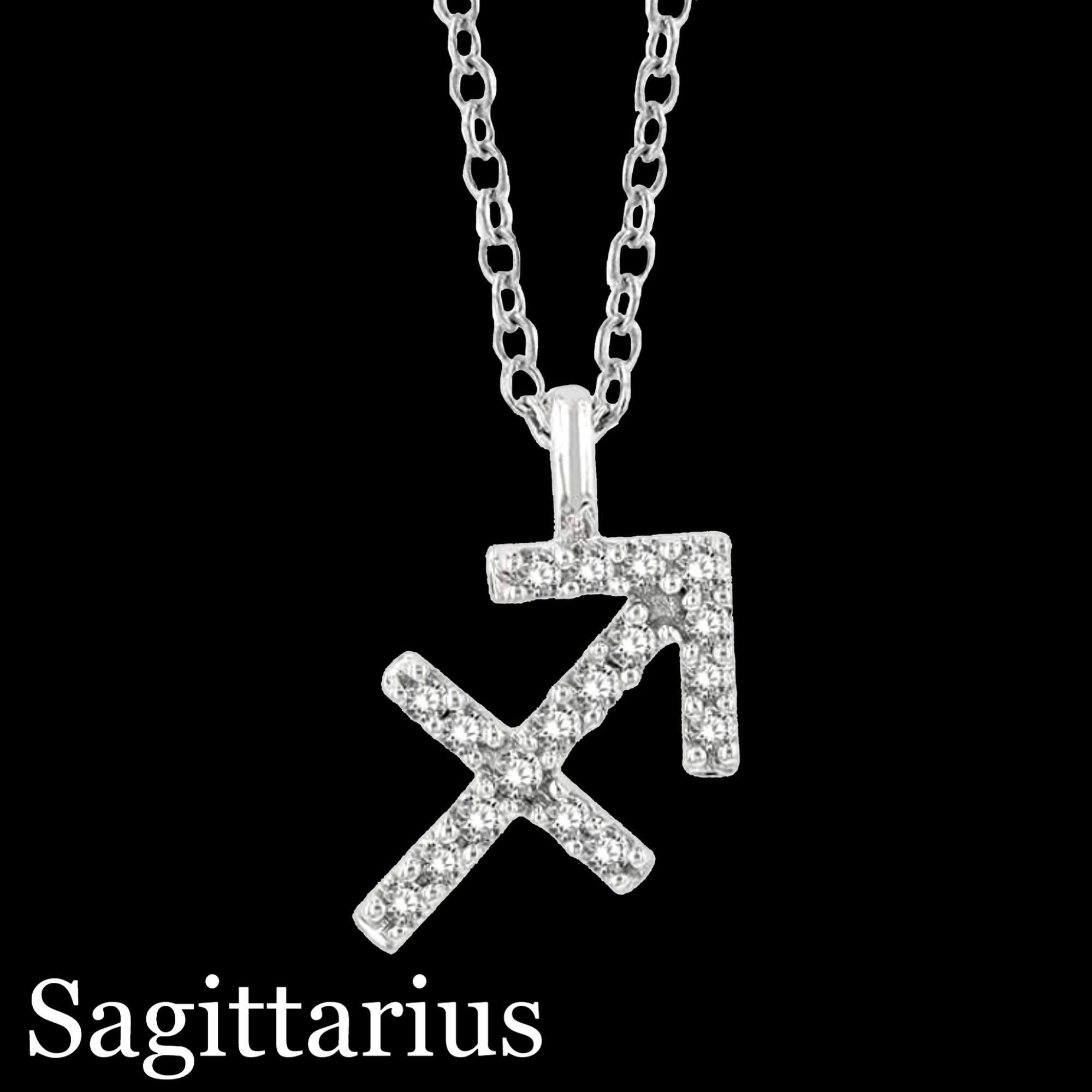 Zodiac Sagittarius .960 Silver Moissanite Diamond Necklace