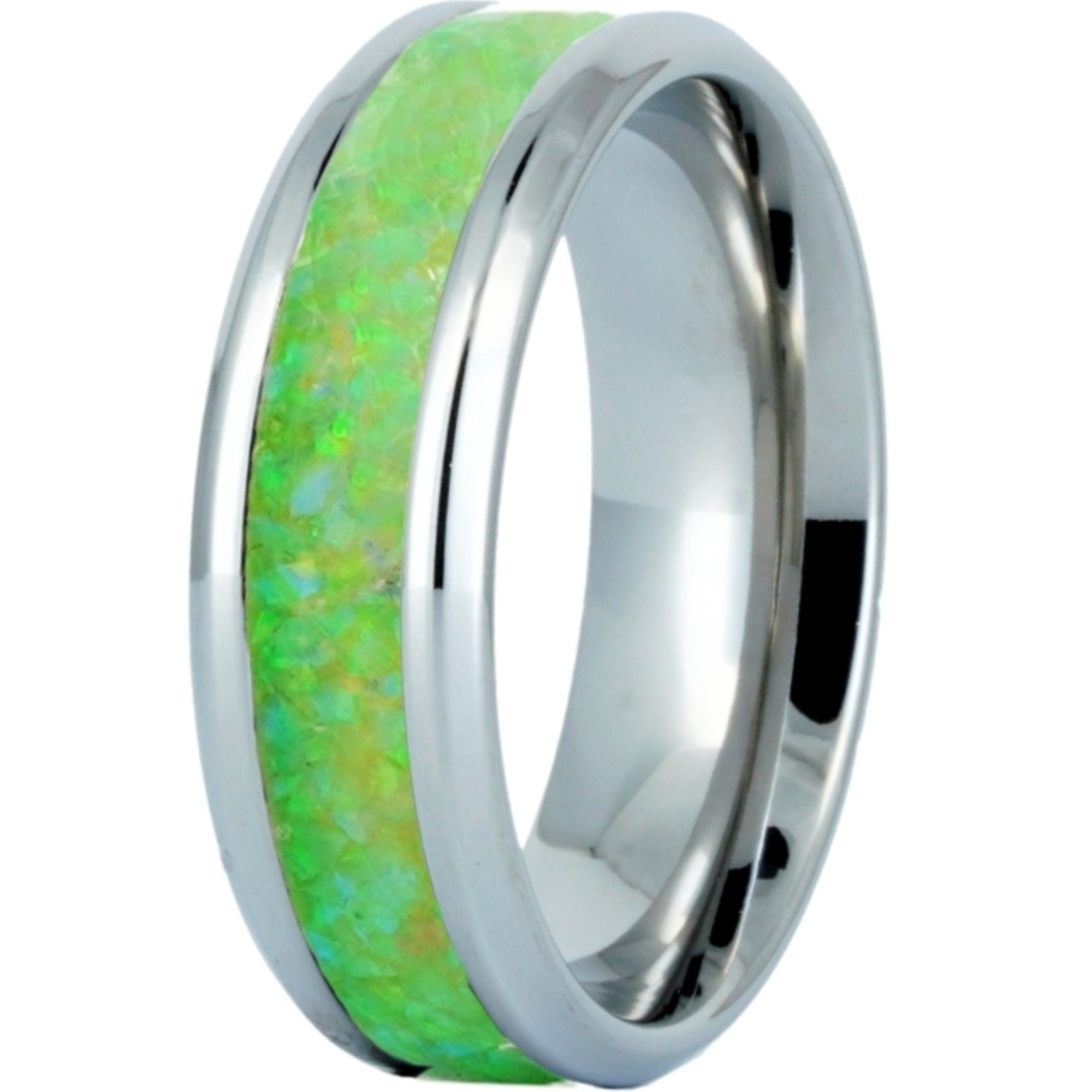 Cremation Jewelry - Ring - Lime Green Opal - OP 12