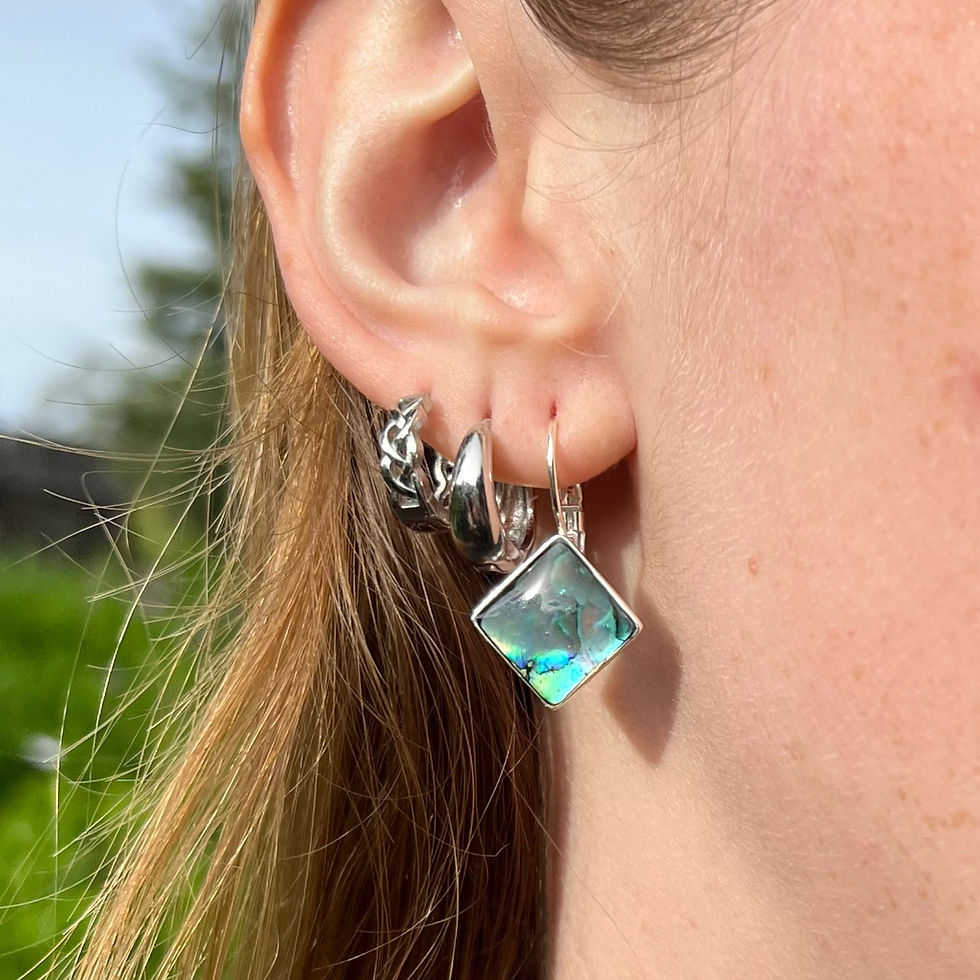 Miniature : Cremation Square French Back Earrings - .960 Silver