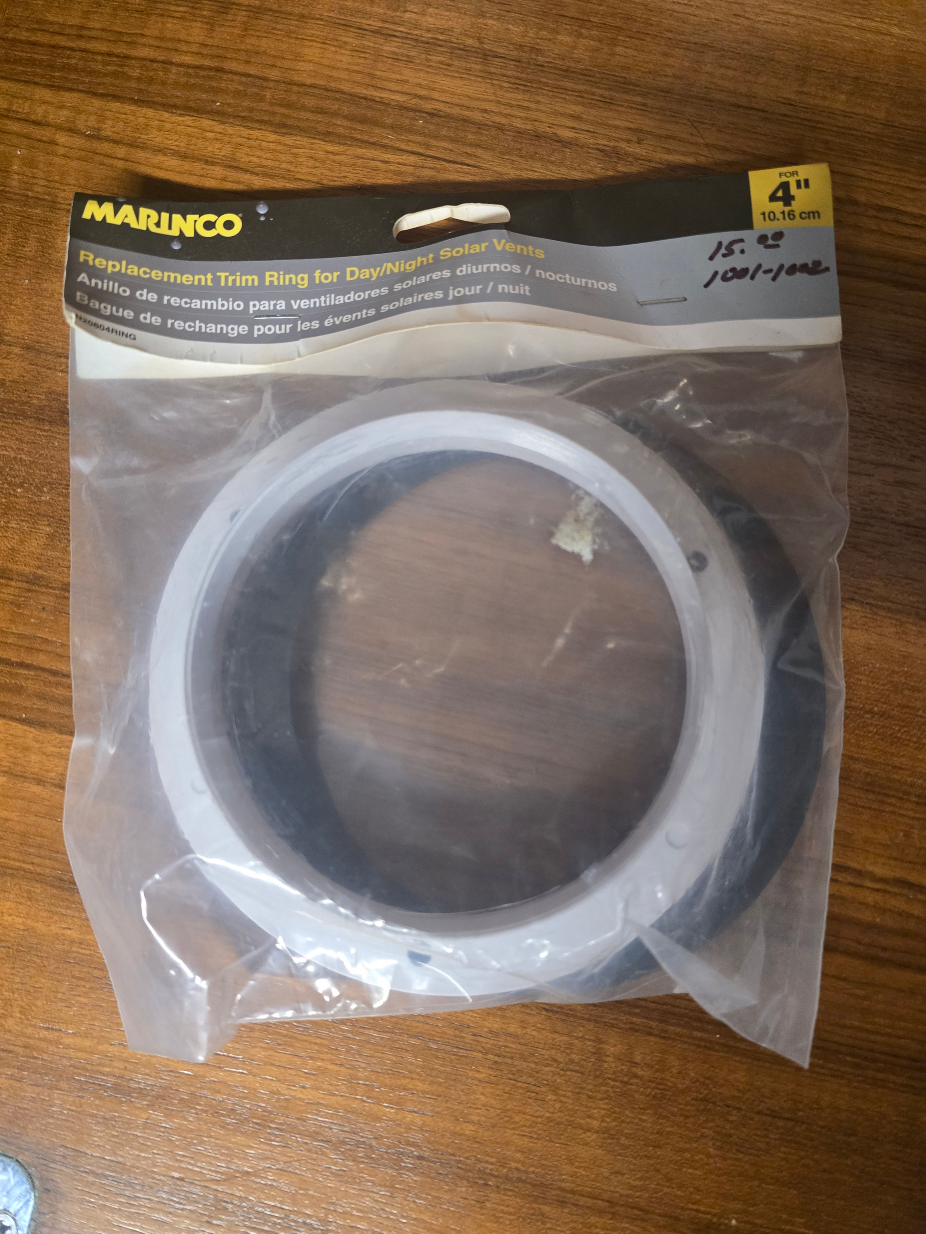 Marinco Day/Night Solar Vent Trim Ring 4" White N20804RING NEW