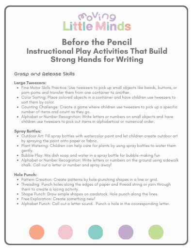 ways to build fine motor skills in preschool